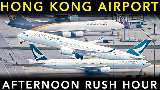 AERIAL VIEW Plane Spotting✈️ at HONG KONG AIRPORT🇭🇰 - Afternoon RUSH HOUR