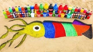 How to make Rainbow Giant Squid with Orbeez, Big Fanta, Sprite, Coca Cola vs Mentos & Popular Sodas
