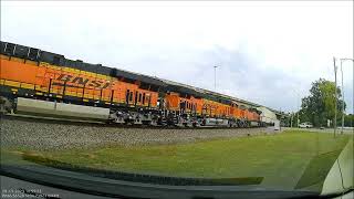 (Dashcam Video) BNSF 7314, BNSF 8114, BNSF 7119, and BNSF 6955 pull NS 283 through Huntsville, AL