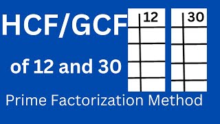 GCF/HCF of 12 and 30 l Prime Factorization Method