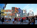 Toronto Saturday Yonge & Dundas Square, Downtown Walking Tour Canada 4k