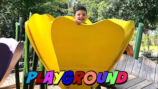 BEST Playground PARK EVER with GIANT SLIDES For Kids! Caleb & Mommy Play at Fun Outdoor Playground