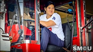 Shohei Ohtani Steers Fire Truck During Dodgers' Visit to Pacific Palisades Firefighters!