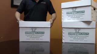 Shred Monkeys Miracle Storage Boxes sets-up in seconds for storage, shredding, & scanning