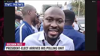 President Elect, Bola Tinubu Arrives His Polling Unit at Ikeja, Lagos State