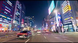 Misty Night Drive in Seoul 🚗 4K | Lotte Tower, Gangnam Station, Garosu-gil, Apgujeong