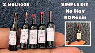 DIY Miniature Wine Bottles | Dollhouse food, accessories and Toys for Barbie | No clay