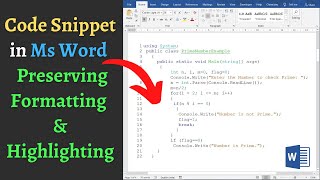 How to easily insert code snippet into Word preserving format, syntax highlighting \u0026 line numbers