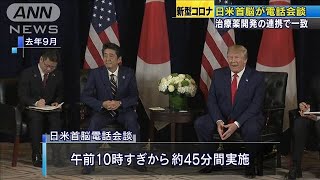 日米首脳が電話会談　治療薬開発などの連携で一致(20/05/08)