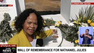 A wall of remembrance erected for Nathaniel Julies