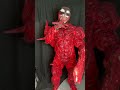 wearing a carnage suit