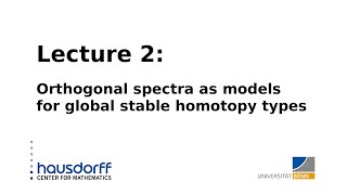 Global homotopy theory / Lecture 2 : Orthogonal spectra as models for global stable homotopy types