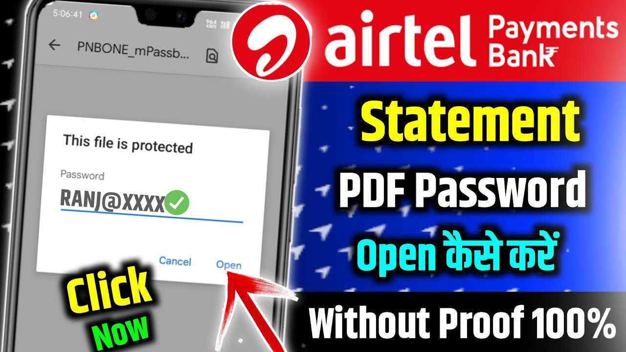 Airtel Payment Bank Statement Pdf Password | How To Open Airtel Payment ...