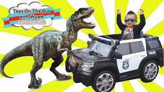 Police Car Power Wheels for Kids with T-Rex Dinosaur Chase – Unboxing & Toy Review