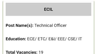 ECIL Technical Officer Jobs Notification 2024 for 19 Posts | Check Walkin Date