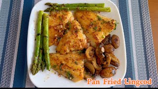 蒜香黄油煎鱼排/Pan fried lingcod fish with butter garlic Fillet