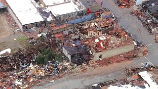Sky 5 shows extensive damage to downtown Sulphur