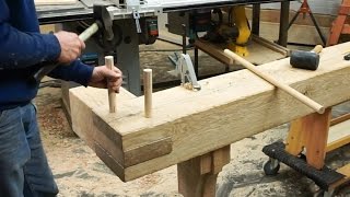 Draw Tenons Secure Massive Oak Mantle