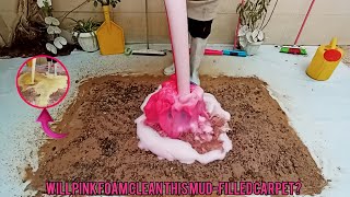 Unbelievable and (interesting )dirty carpet cleaning/ with colorful foam...