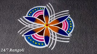 2 Cute Small Muggulu Design🌺 24/7 Rangoli 🍀 Beginners Rangoli Designs🌺 Friday kolangal🌺 Easy Rangoli