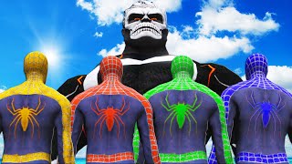 Spider-Man, Green Spiderman, Blue Spiderman, Yellow Spiderman VS Hulk-Rider