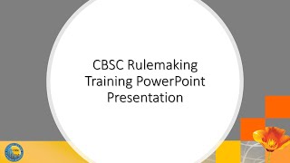 2020 Rulemaking Training