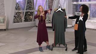 G.I.L.I. Peached Knit Long Sleeve Scoop Neck Maxi Dress on QVC