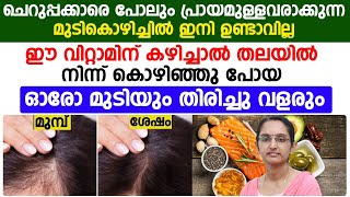 മുടി കൊഴിച്ചിൽ മാറാൻ ഈ വിറ്റാമിൻ കഴിച്ചാൽ മതി | hairfall treatment |Dr Priya