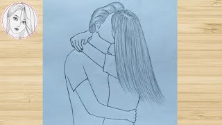 Wow sweet drawing of couple// handsome man with beautiful girl are kissing with thrust of love