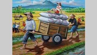 How to Paint Farmers Harvesting Rice / Wono Wong