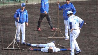 森野コーチの20分にも及ぶ地獄のティー打撃に悲鳴を上げながらバットを振り続けた味谷大誠（2024年2月12日）