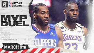 LeBron James vs Kawhi Leonard EPIC DUEL Highlights | Lakers vs Clippers | March 8, 2020