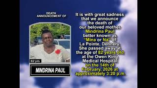 Mindrina Paul ~ Short Obituary