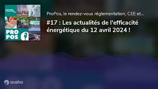 #17 : Les actualités de l'efficacité énergétique du 12 avril 2024 !