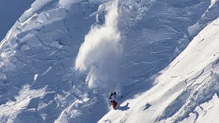 Snowboarder entkommt knapp einer Schneebrettlawine