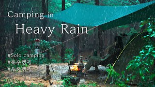 [4K] Solo Camping in Heavy Rain | The first crisis that came after 8 months of camping life | ASMR