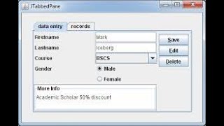 JAVA Swing - Creating Tabbed structures using JTabbedPane