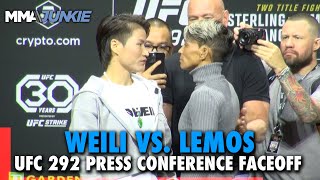 Zhang Weili vs. Amanda Lemos First Faceoff at UFC 292 Pre-Fight Press Conference