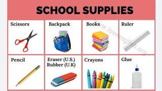 15 School Vocabulary Words | List of School Supplies in English | School Items | English Vocabulary