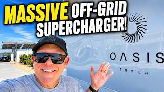 First Look Inside the MASSIVE Off Grid Tesla Oasis Supercharger!