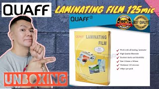 UNBOXING : QUAFF Laminating Film A4 \u0026 ID size 125 microns 100 sheets 216*303MM 65*95MM