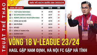 Lịch thi đấu và trực tiếp vòng 18 V-League 23/24 | HAGL vs Nam Định, Hà Tĩnh vs Hà Nội FC