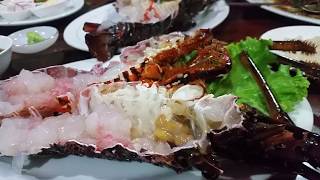 กินยับ..ที่เมืองมะริด พม่า กุ้งมังกรแดงซาซิมิ สดอร่อย เนื้อเด้ง หวาน Lobster Sashimi  Myanmar