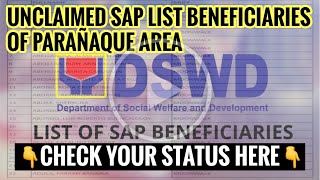 Watch: UNCLAIMED SAP LIST BENEFICIARIES OF PARAÑAQUE AREA