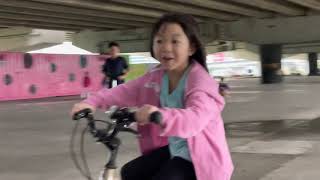 Tina12歲-Bella7歲-Hugo5歲去台北市松山區觀山河濱公園/台北市河濱自行車租借站(觀山站)腳踏車練習騎腳踏車玩樂-2021年2月27日