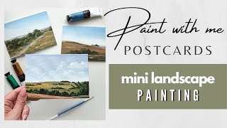 PAINT WITH ME Acrylic Landscape on Mini Canvas Postcard | Easy Countryside Painting 🌳🌾🌄