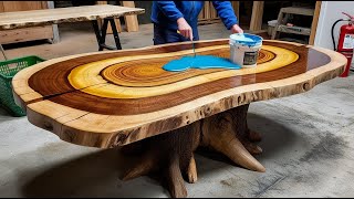 Don't Miss: Giant Coffee Table Made From Recycled Wood And Epoxy Glue By Talented Hands