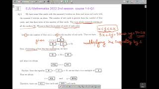 EJU Mathematics 2022 Session 2 Course 1-II-Q1