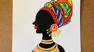 BEAUTIFUL AFRICAN LADY ACRYLIC PAINTING TUTORIAL STEP BY STEP FOR BEGINNERS | BLACK AFRICAN LADY |
