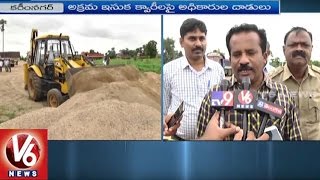 Sand Mafia | Police Raids On Illegal Sand Mining Sites In Karimnagar | Seized 200 Lorries | V6 News